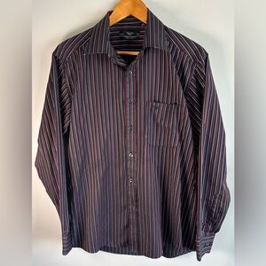 VTG Giorgio Armani Men’s Button Down Dress Shirt 16.5 33-34 Black Red Stripes